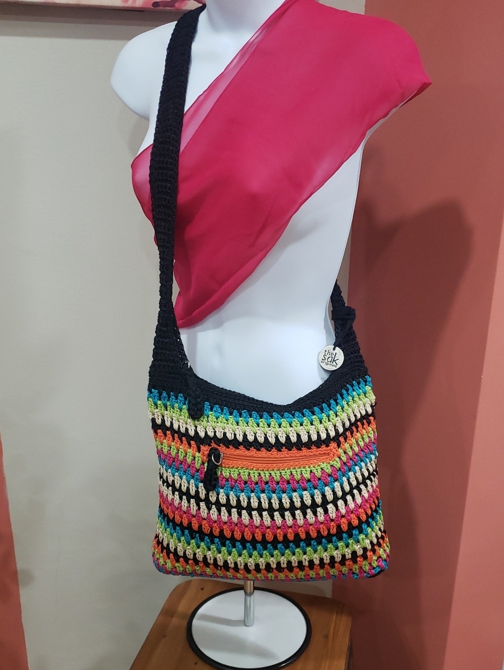 The Sak Multicolor Crochet Crossbody Bag - Black Trim